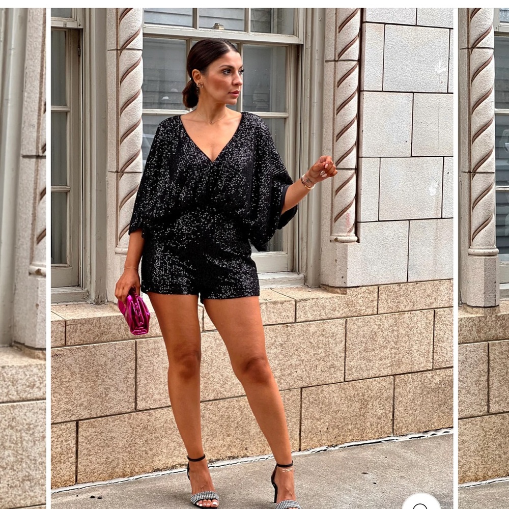 Black Sequence Romper